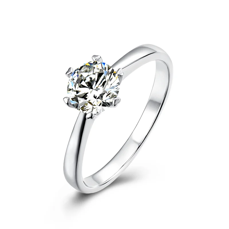 

Women Six-claw 1ct Wedding Ring D Color Moissanite Ring 925 Sterling Silver Round