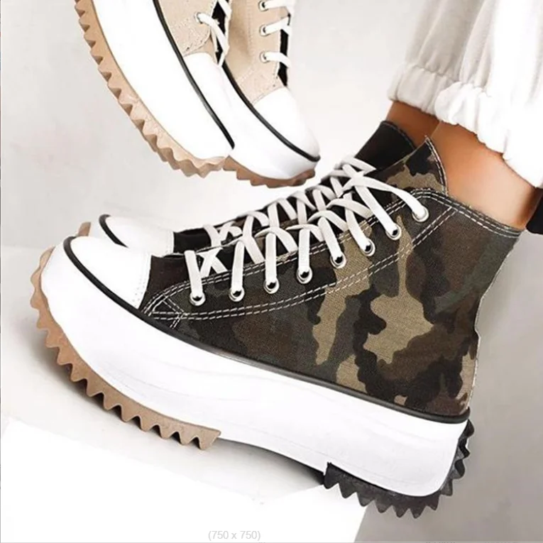

Spring New Women Size 13 Chunky Shoes Fashion Platform Canvas Sneakers Women's Casual High Gang Canvas Shoes, As pictures