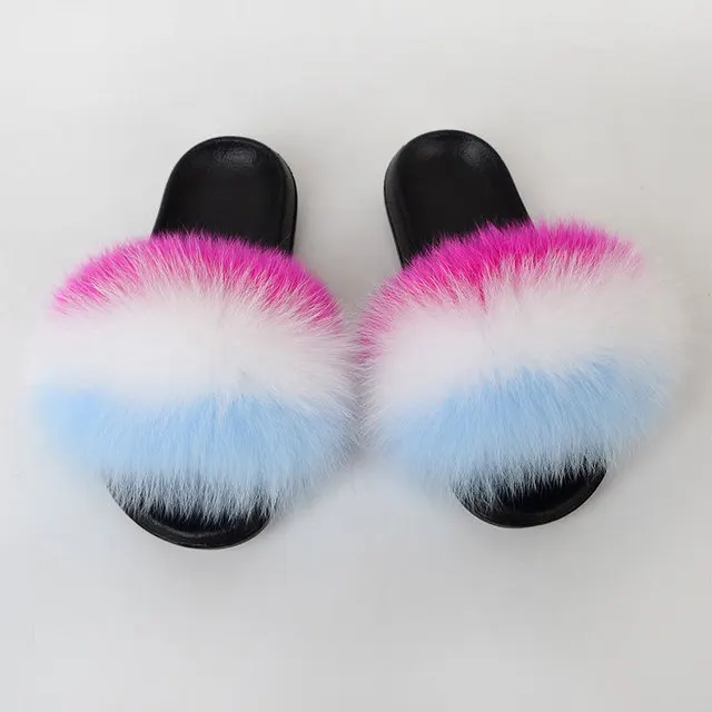 

Custom Plush Ladies Fur Slippers Flat Women Home Pink Fluffy Slippers Female Fashion Furry Slippers For Women, Customer's request