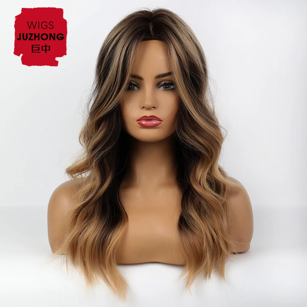 

Synthetic Wig Brown Highlight Blonde Color Long Curly Hair Rose Intranet High Quality Wig