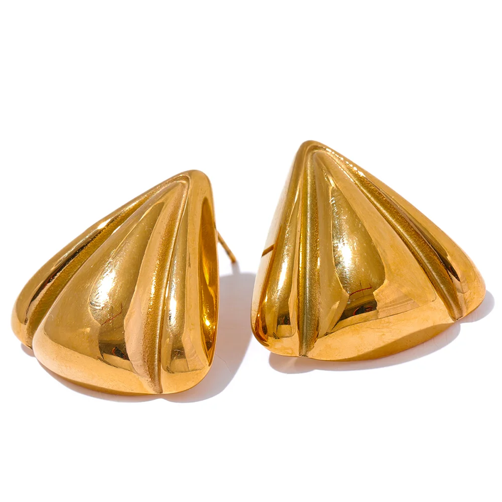 

JINYOU 2905 Stainless Steel 316 Triangle Stud Earrings Prevent Allergy Metal 18K Gold PVD Versatile Daily Jewelry 2024