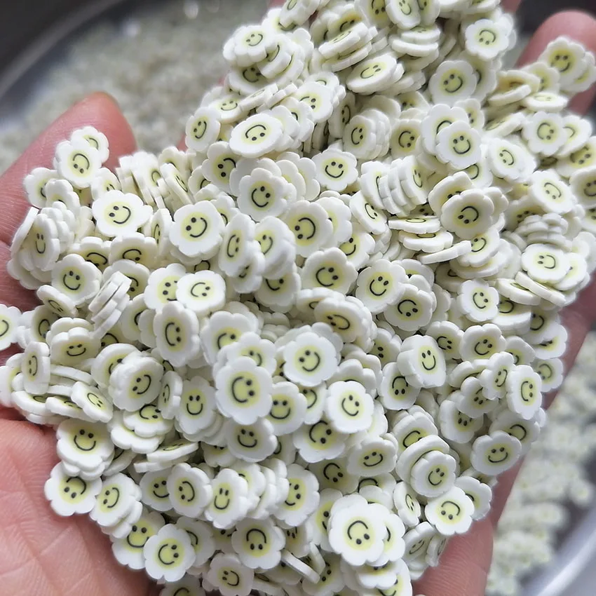 1KG DIY Craft Slime Sprinkles Flower Polymer Clay Slices White Smile Sunflower Blossom Polymer Clay Sprinkles