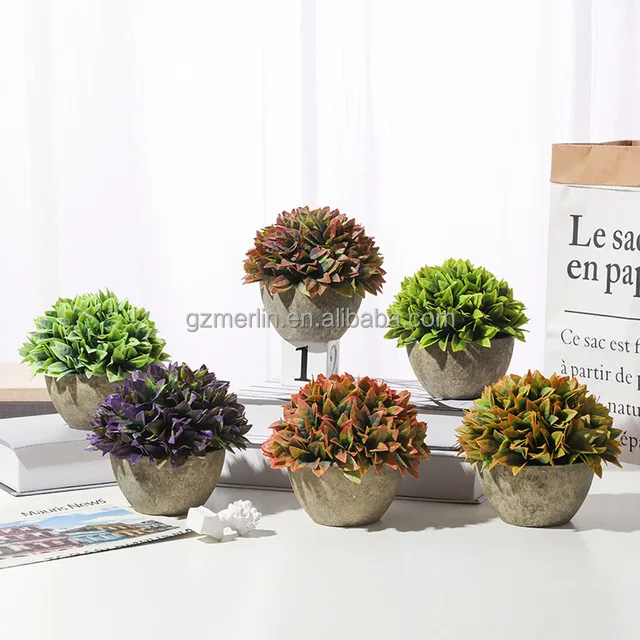 

Artificial Mini Potted Plants Plastic Faux Fake Plants for Home Office Desk Decorations, Green