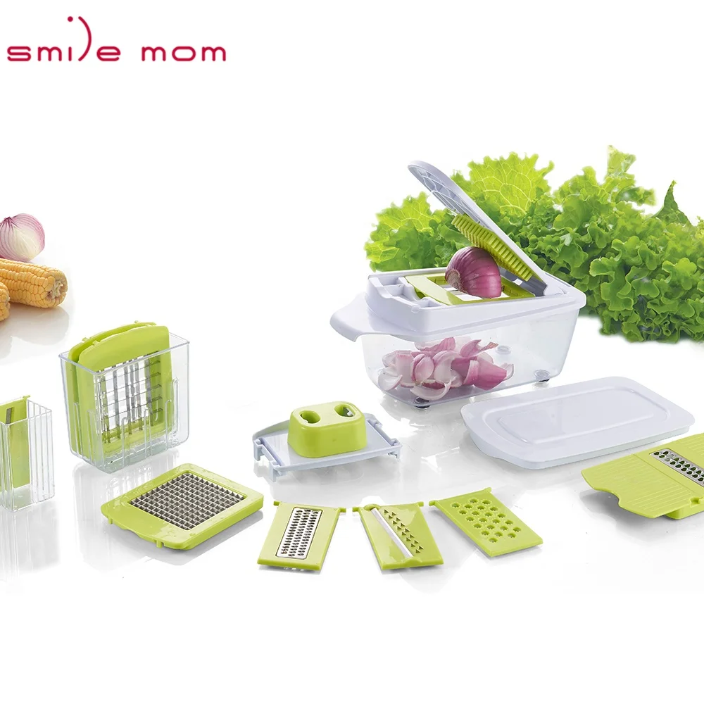 

Smile mom 9 in 1 Multi Kitchen Accessories Hand Food Slicer Grater - Potato Shredder - Manual Vegetable Dicer