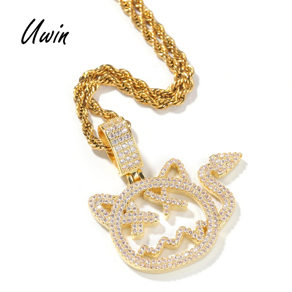 

UWIN Iced Out Little Devil Pendant HIP HOP CZ Monster Ghost Charm Bling Bling Jewelry Cute Gift for Women Men