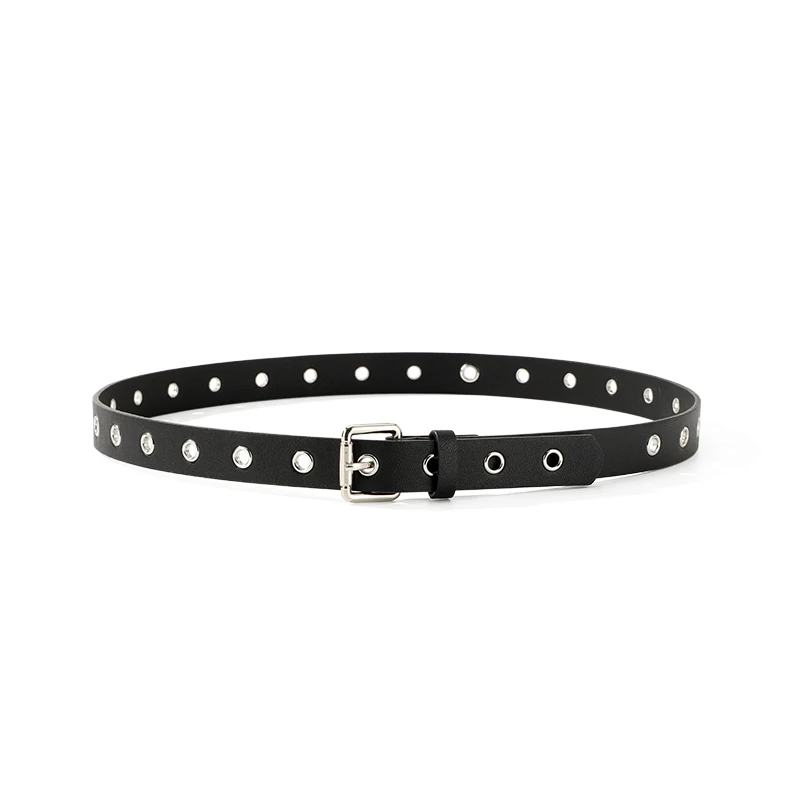 

Cool black women unisex man metal strap pin buckle waist belt pu leather belt