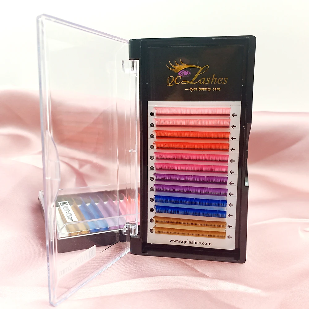 

Rainbow Colorful Silk Mink Eyelash Extension 0.07 0.10 Individual Lashes, Natural black