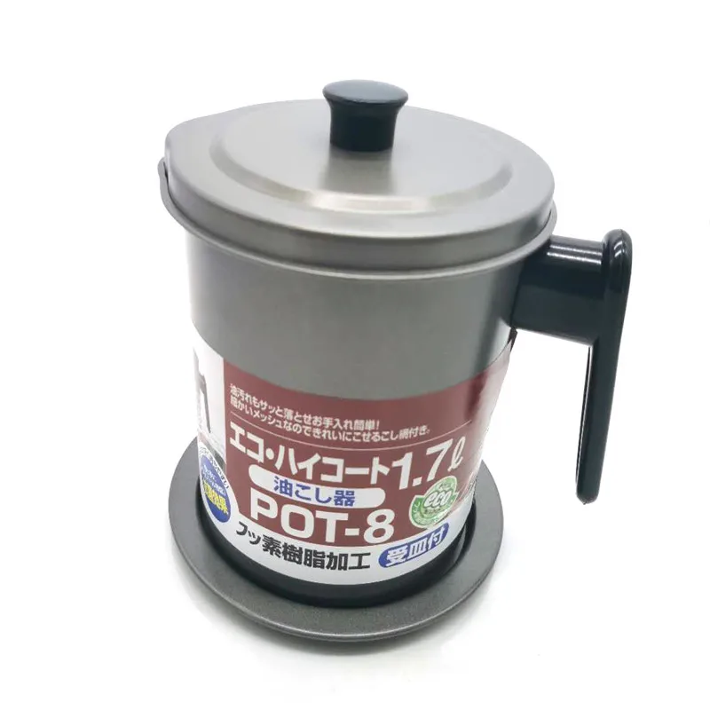 1.7l Japanese Style Antistick Kitchen Storage Oil Keeper Strainer Pot