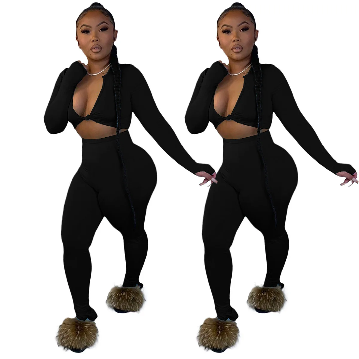 

Custom Summer Leisure Women's Long Sleeved pants cute two piece sets, Multicolor