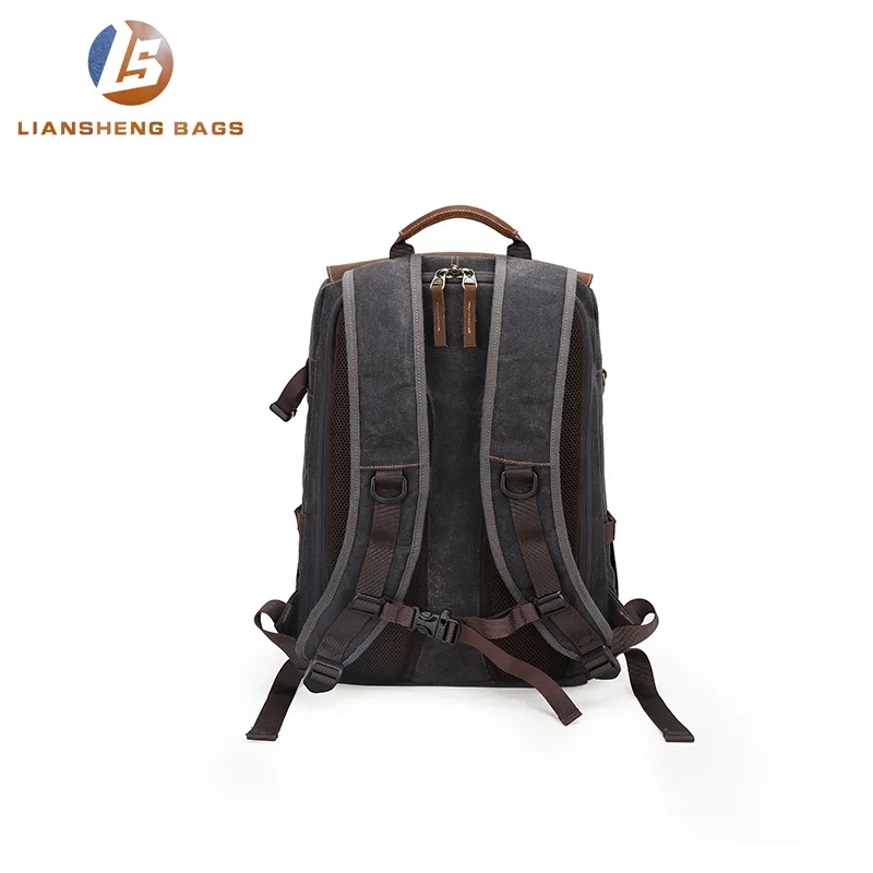 
Liansheng fashion large waterproof canvas leather digital dslr camera bag 