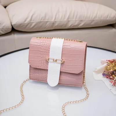

G117 wholesale women elegant bags 2021 trendy pu leather square chain bag women handbags with texture, Red,purple,green,black,pink