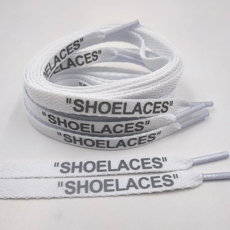 Custom Text Printed Shoe Laces Swap Font Flat Cotton Polyester Design ...