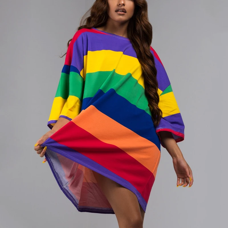 Rainbow Oversized T-shirt Dresses ...