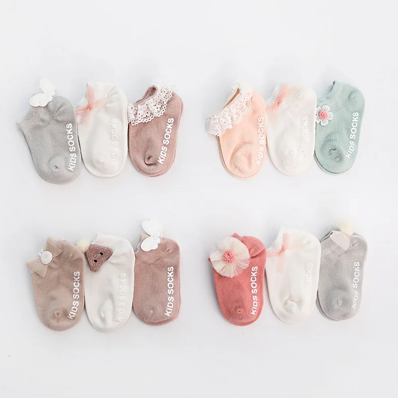 

0 to 24M Spring Summer Baby Socks Solid Color Infant Baby Floor Socks Soft Cotton Anti-slip Boat Socks For Girls