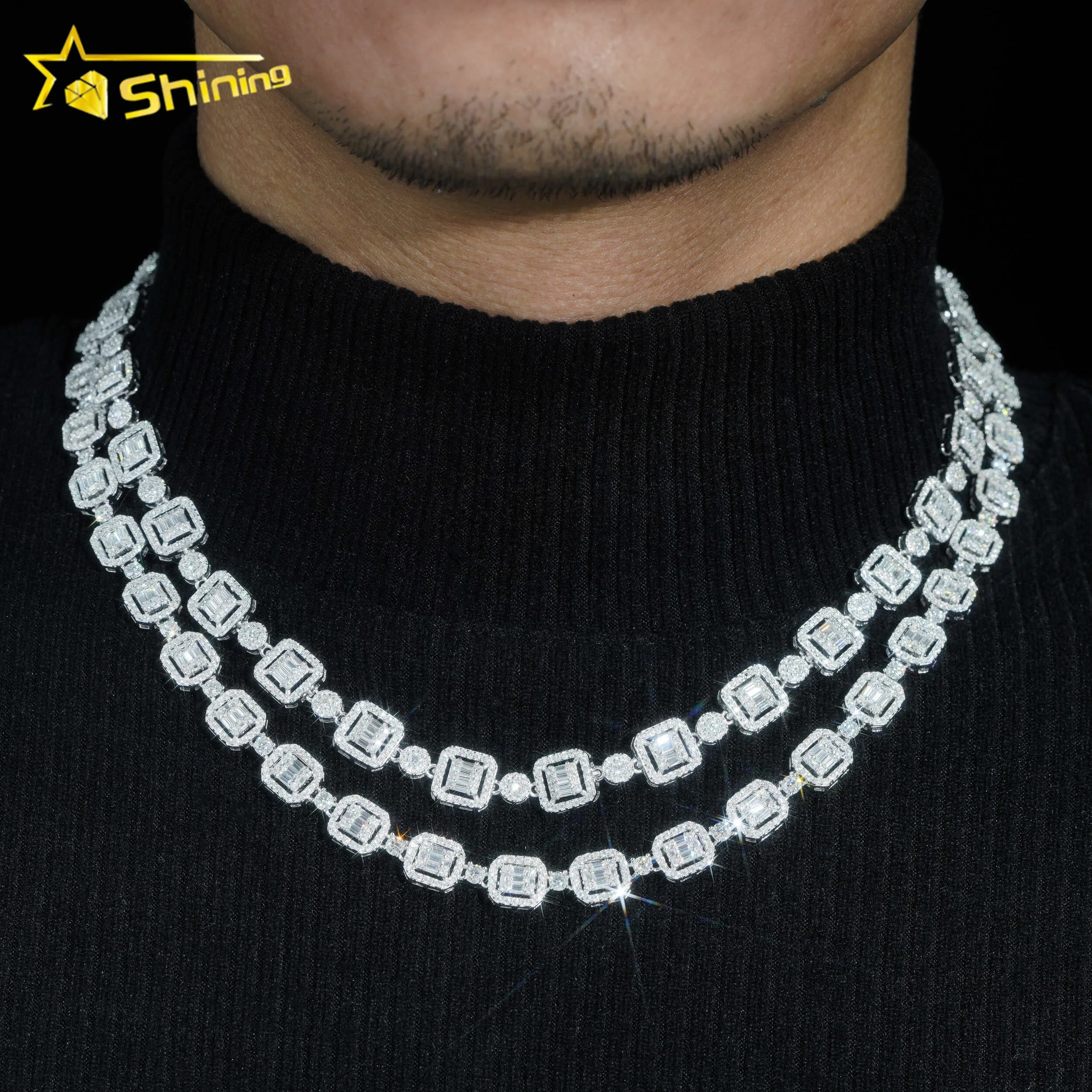 

Iced Out Jewelry Thin 8MM 10MM Cuban Link Chain 925 Sterling Silver VVS Moissanite Diamond Chain