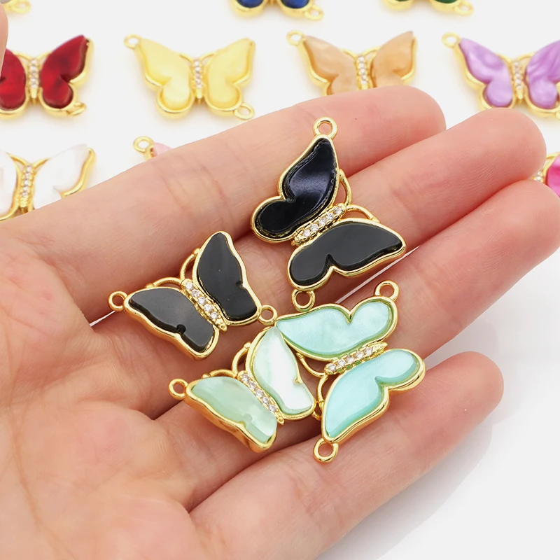 

New 2021 summer wholesale trendy women custom crystal jewelry bracelet colorful DIY charms 18K gold plated butterfly charms