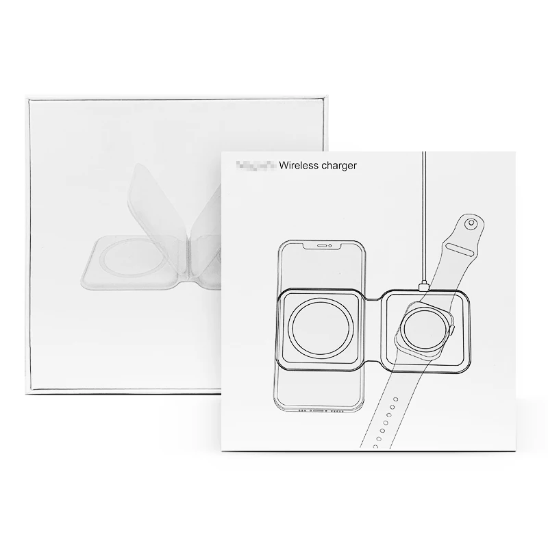 

2 In 1 Folding Magnetic Dual Foldable 15W Fast Wireless Dual Charger Pad Magnetic Duo Charger For Apple Iphone, White