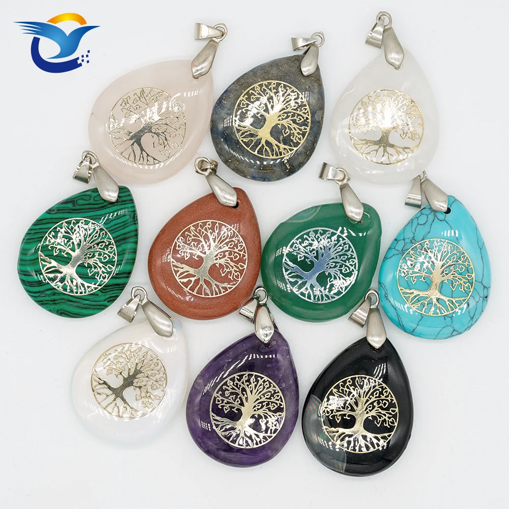 

High Quality Tree of Life Gemstone Pendant Necklace New Healing Pendant Jewelry For Women and men