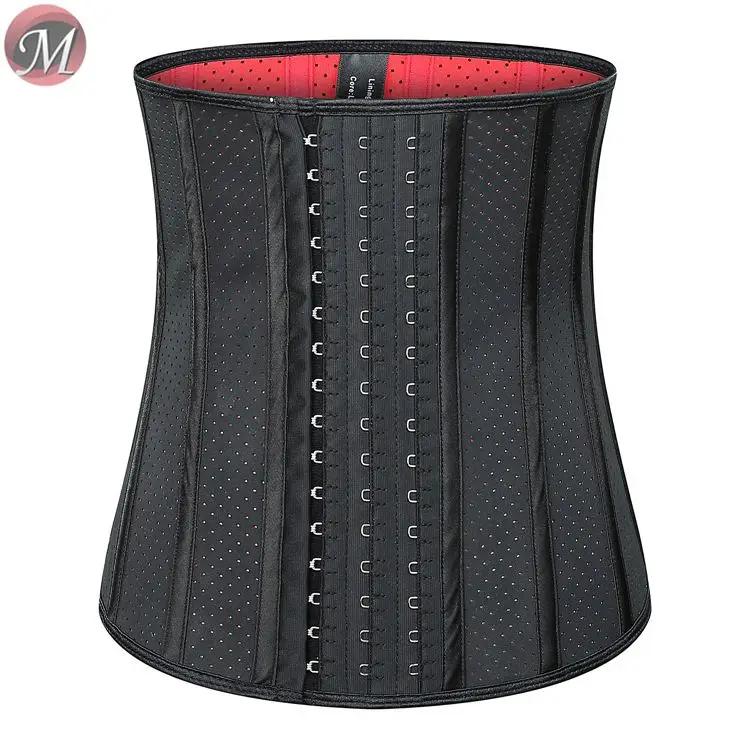 

D95980 queenmoen sexy fashion mesh breathable red base rubber extreme women apparel shape belt latex waist trainer