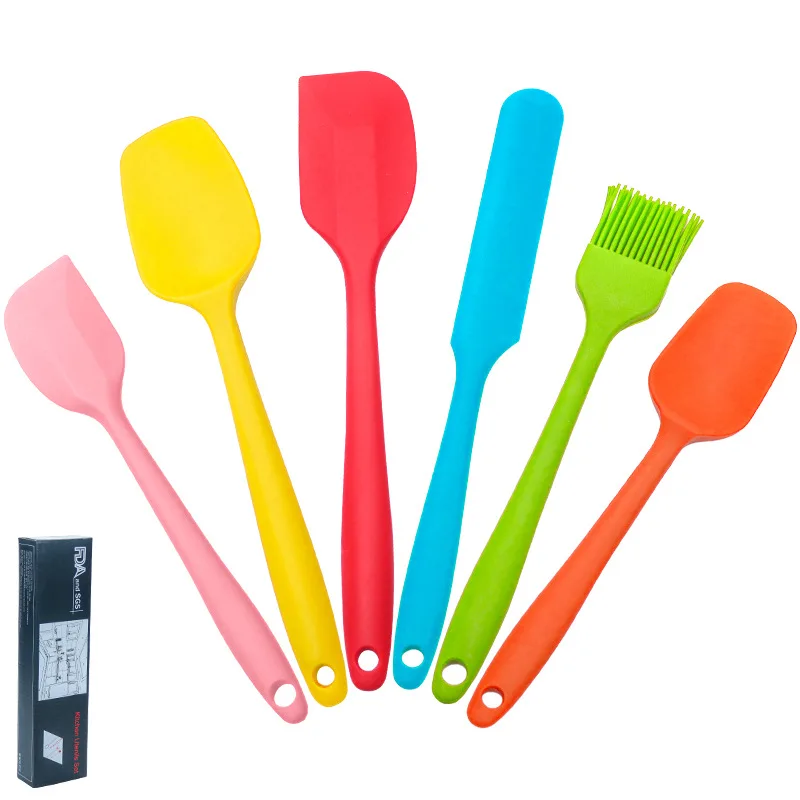 

USSE 6PCS Non-Stick Silicone Cream Spatulas Scraper Spoon Oil Brush Heat-Resistant Flexible Kitchen Utensils Set For Baking, Customerized