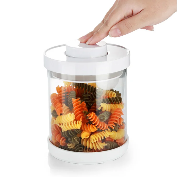 

Multi-Size Online Shop New Products Kitchen push Lid Glass Food Storage Jar, Clear transparent
