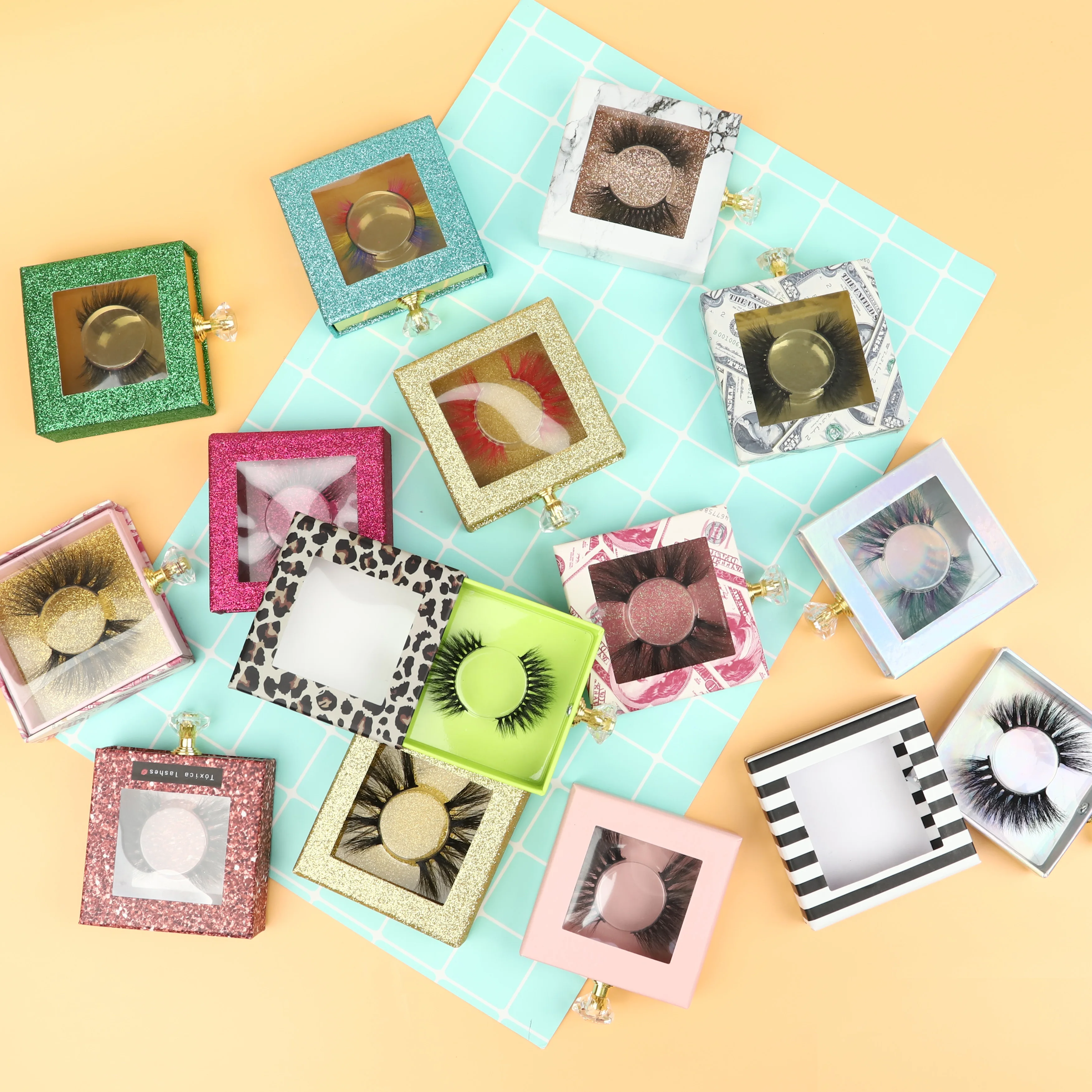 

Paper box magnetic box soft band wholesale price 3d Mink Eyelashes, Black