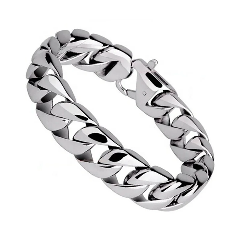 

Manufacturer Direct Sale Hiphop Style Men Silver Color 316L Stainless Steel Chain Bracelets
