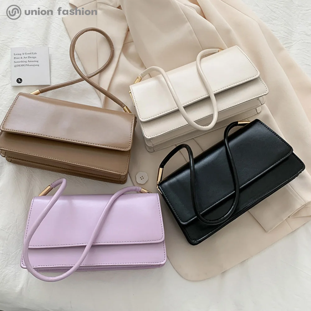 

Wholesale High Quality Smooth Pu Leather Women Shoulder Bag Handbags With Slim Strap, Black/white/purple/khaki