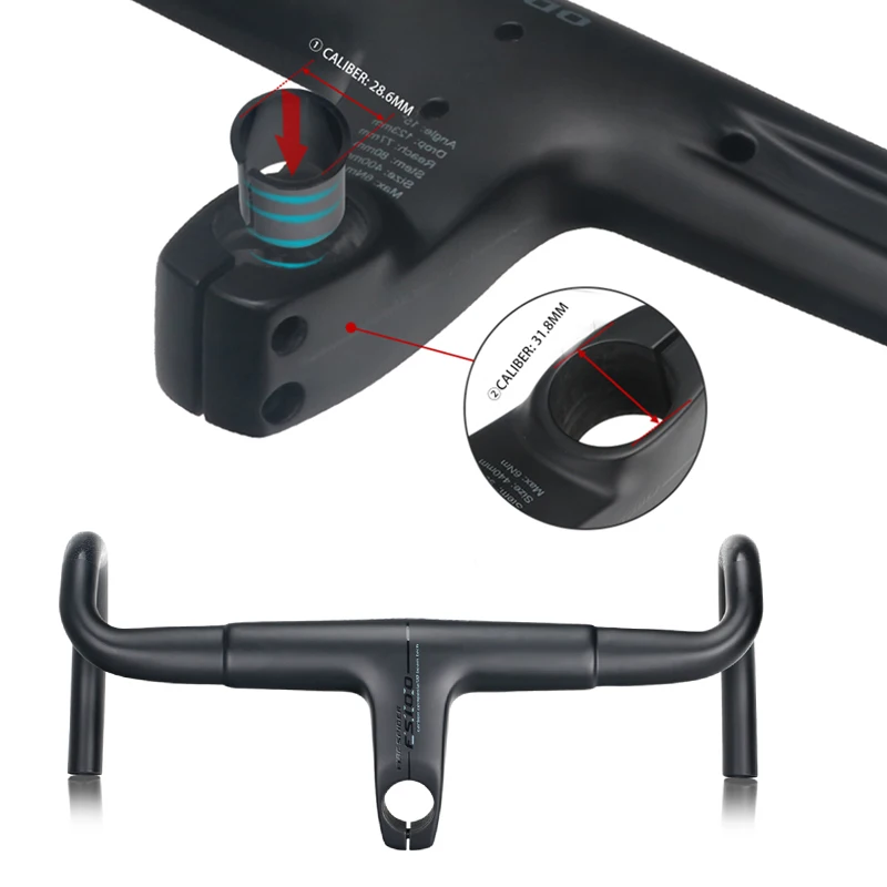 

Toseek black T1000 handle bar drop integrated aero bicycle handlebar 400 420 440 road bike carbon gravel handlebar
