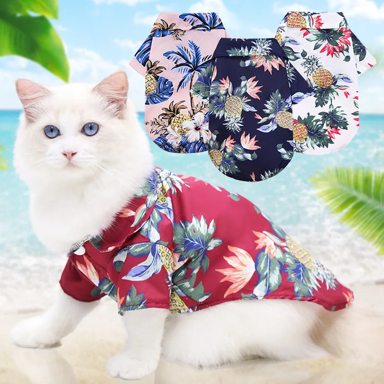 

Hawaiian Style Puppy Cat Floral Dog Shirts Clothes Dog Summer Shirt