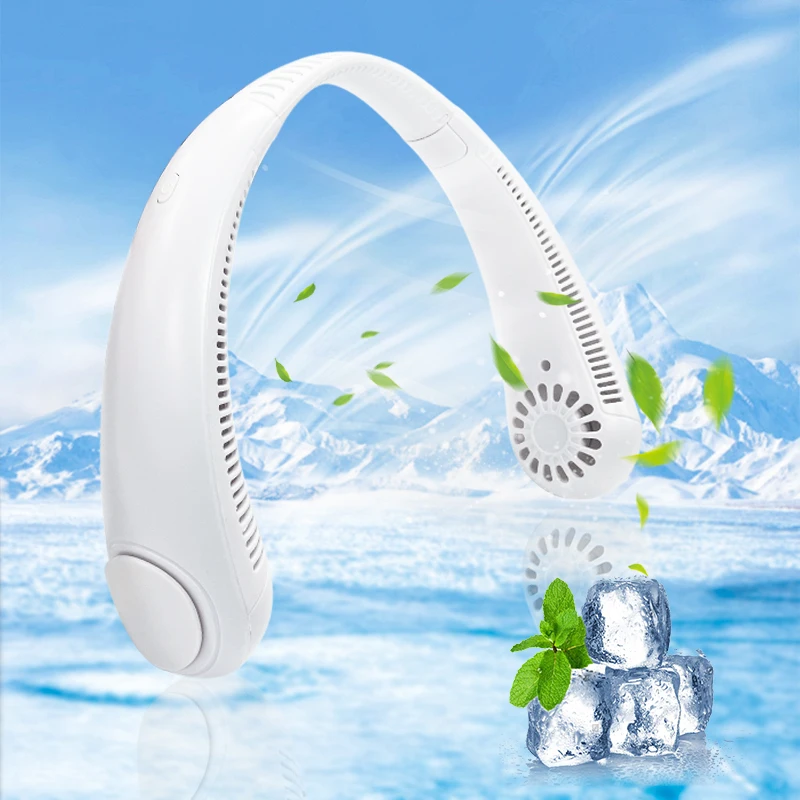 

Summer Air Cooling USB Leafless Rechargeable mini fan 360 Degree Neckband Fan Portable Hanging Neck Fan