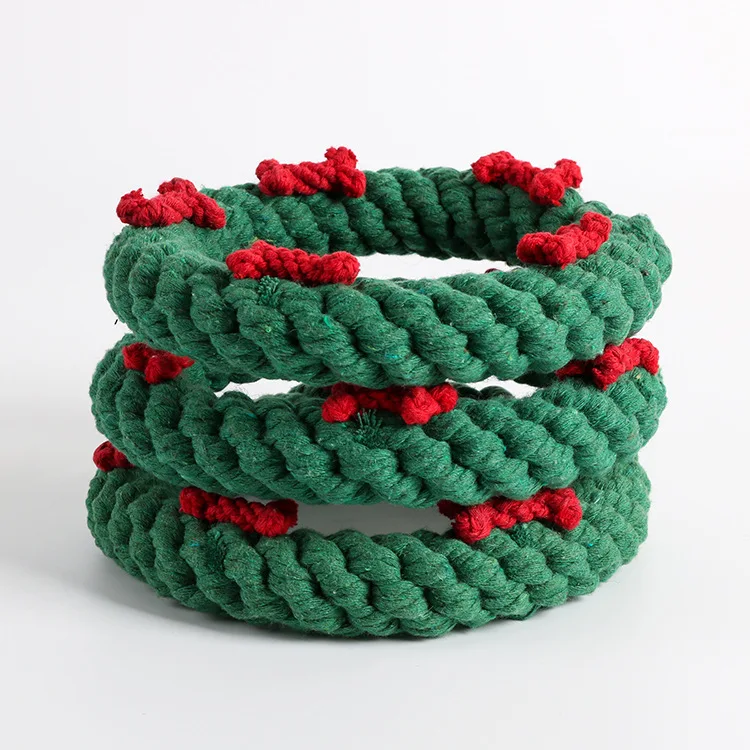 

Christmas Dog Toy Green Rope Cotton Dog Cute Chew Toy