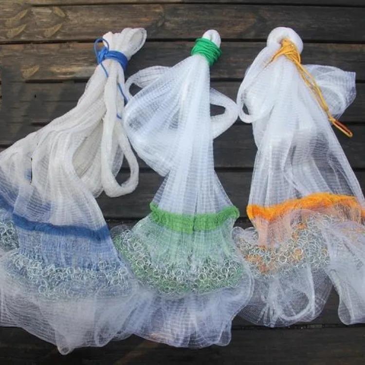 

lead chain throwing bottom pocket fishing cast net for sale Korean/Japan style hand throwing Cast fishing net, White or according to request