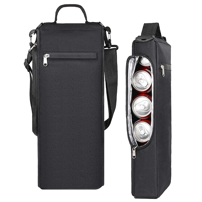 

custom portable golf cooler bag for men waterproof insulated beer can cooler bag holds 6 pack of cans or two bottles of wine, Black