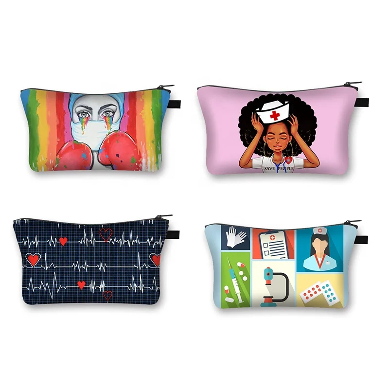 

Gift Bags For Doctor Nurse magic medical Syringe Ladies ECG Makeup Bag With zipper Nurse accessories