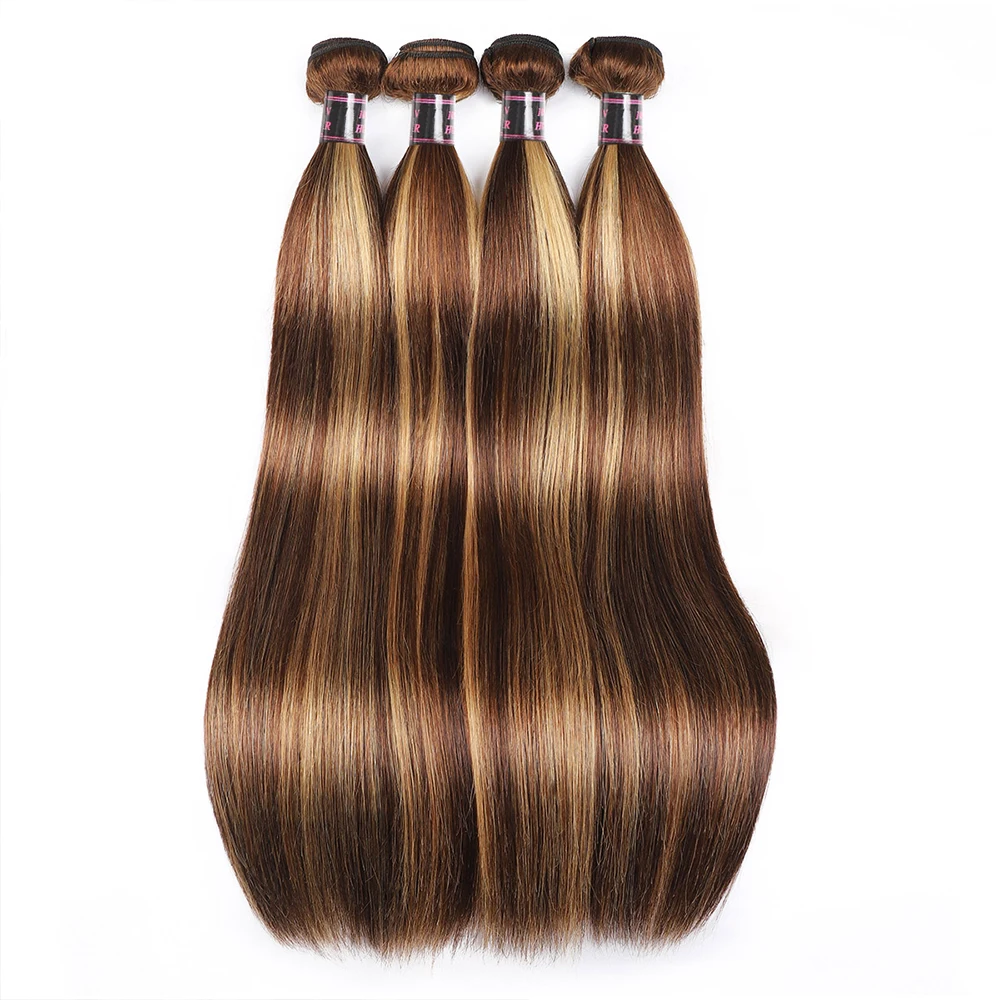 

Addictive Highlight Straight 28 30 Inch 4/27 Brown 12A Grade Human Hair Bundles Colored Ombre Bundles 3 Bundle Straight Hair