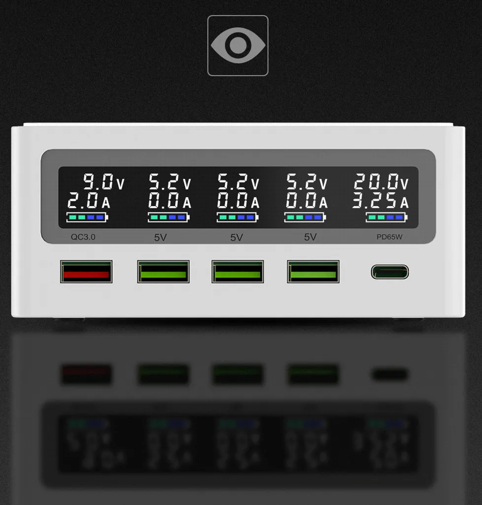

100w 5 Desk Charger station Fast Charge QC3.0 Multi Port Usb Charger For Multiple Devices