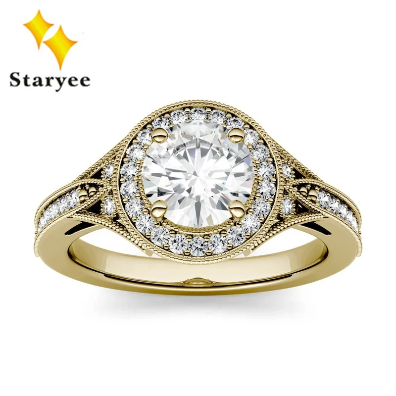 

Vintage 18K Solid Yellow Gold Charles Colvard Moissanite Rings For Women