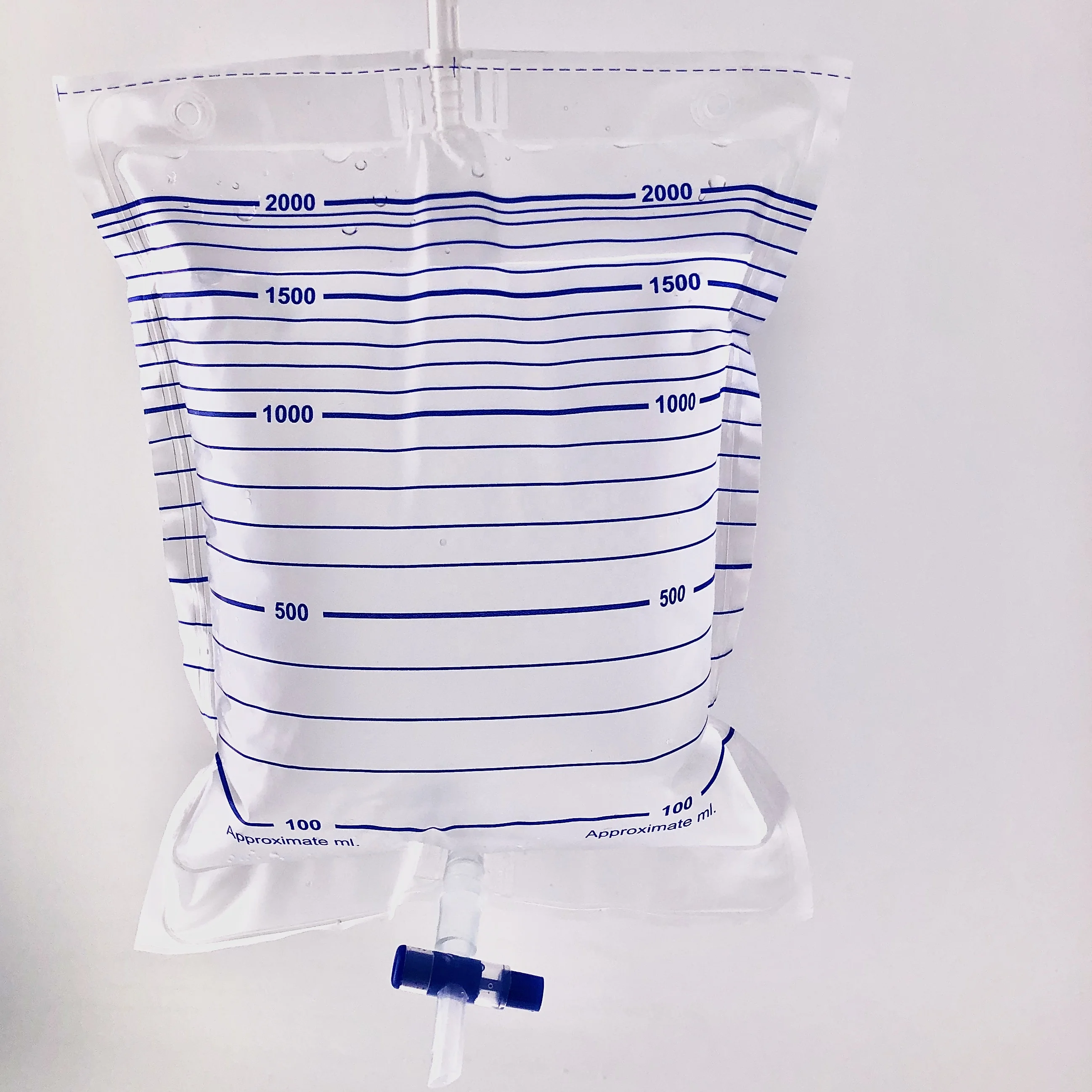
Greatcare Medical urinary drain bag with T valve transparent films 2000ml urine bag 