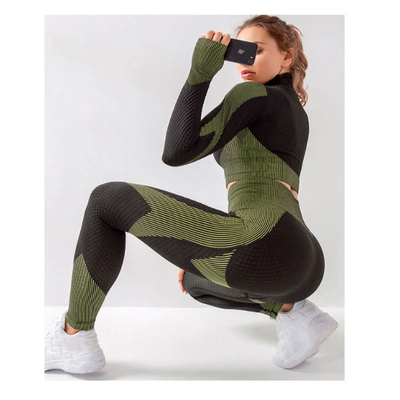 

Three Piece Set Sexy High Waist Leggings Hip Breathable Sweat-wicking Leggings Lightweight Suit, 10 colors, as picture shown