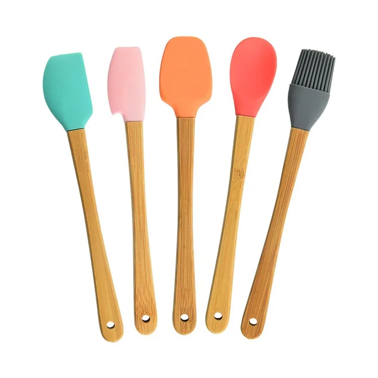 

Non Stick Mini 5 Pieces Silicone Spatula with Wooden Handle