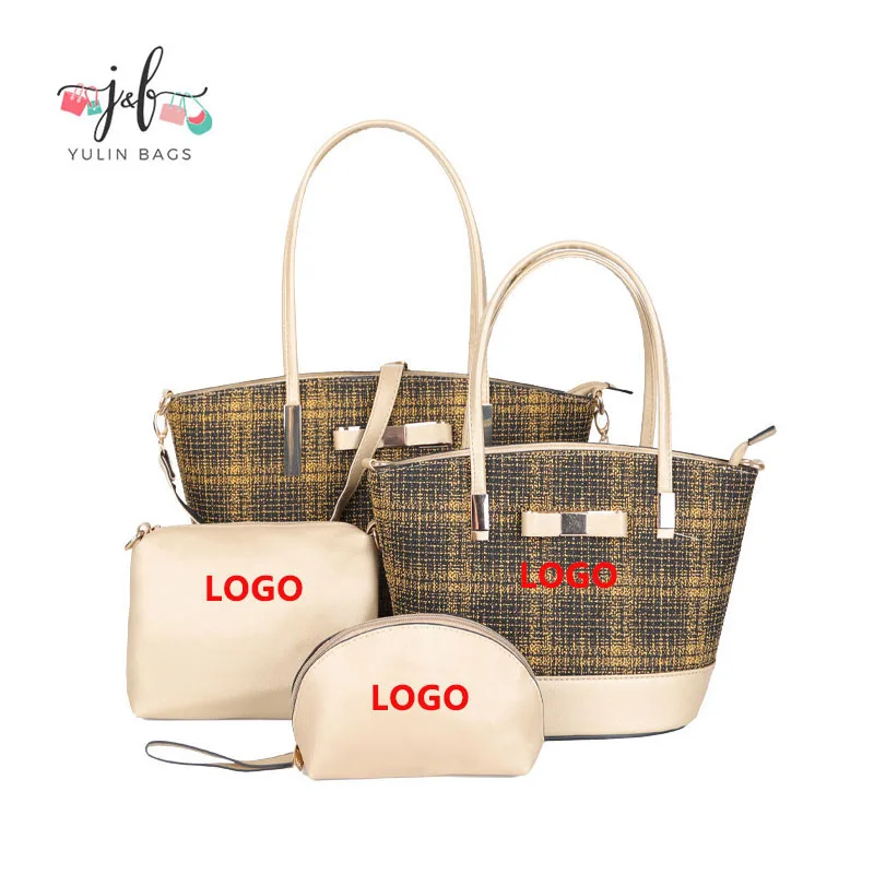 

New 4 pieces handbag set for women 2021 Custom fashion designer lady hand bag set wholesale