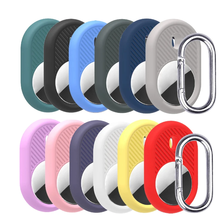 

Pure Color Anti-lost Dog Collar Protective Cover Keychain Silicone Case For Airtag Holder, Multiple colors