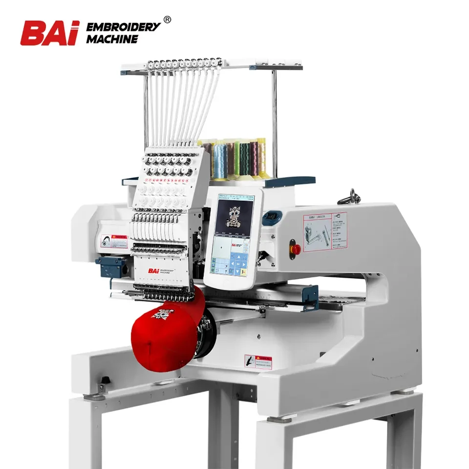 

BAI 400*500mm area 12/15 needles 1200spm single head cap t-shirt flat industrial embroidery machine