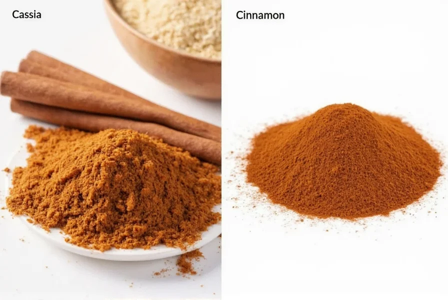 Side-by-side comparison of Ceylon cinnamon quills showing thin, multi-layered structure versus cassia's thick, single-layer bark