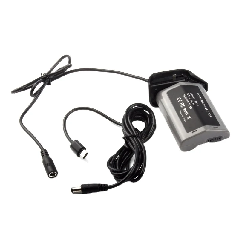 

USB C Power Adapter TYPE-C To EN-EL18 Dummy Battery EP-6 DC Coupler For Nikon D4 D5 D4S D6 Camera, Black