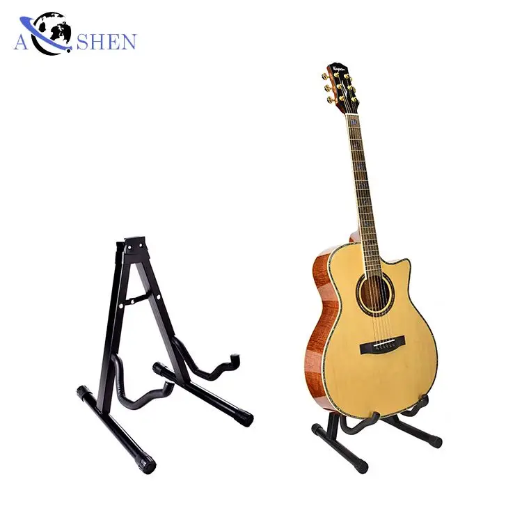 

Professional Portable Foldable music stand guitar floor Holder for display, Black