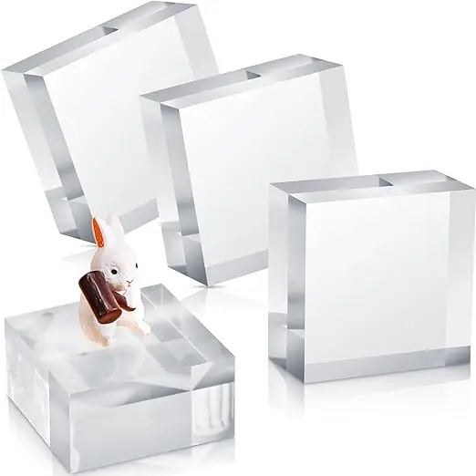 

Acrylic Square Display Block 2 x 1 Inches Clear Polished Cube Jewelry Stand Ring Showcase Holder Base