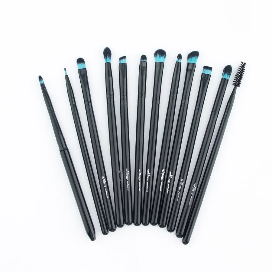 

12Pcs Private Label Eyeshadow Make Up Brush Set Black Professional Eye Makeup Brush