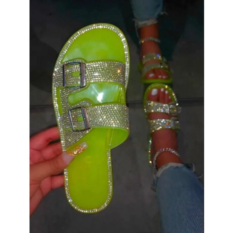 

Wholesale Fruit Jelly Rubber Flat Shoes Women Sandals Ladies Buckle Jelly Candy Slippers